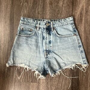 Zara distressed denim shorts